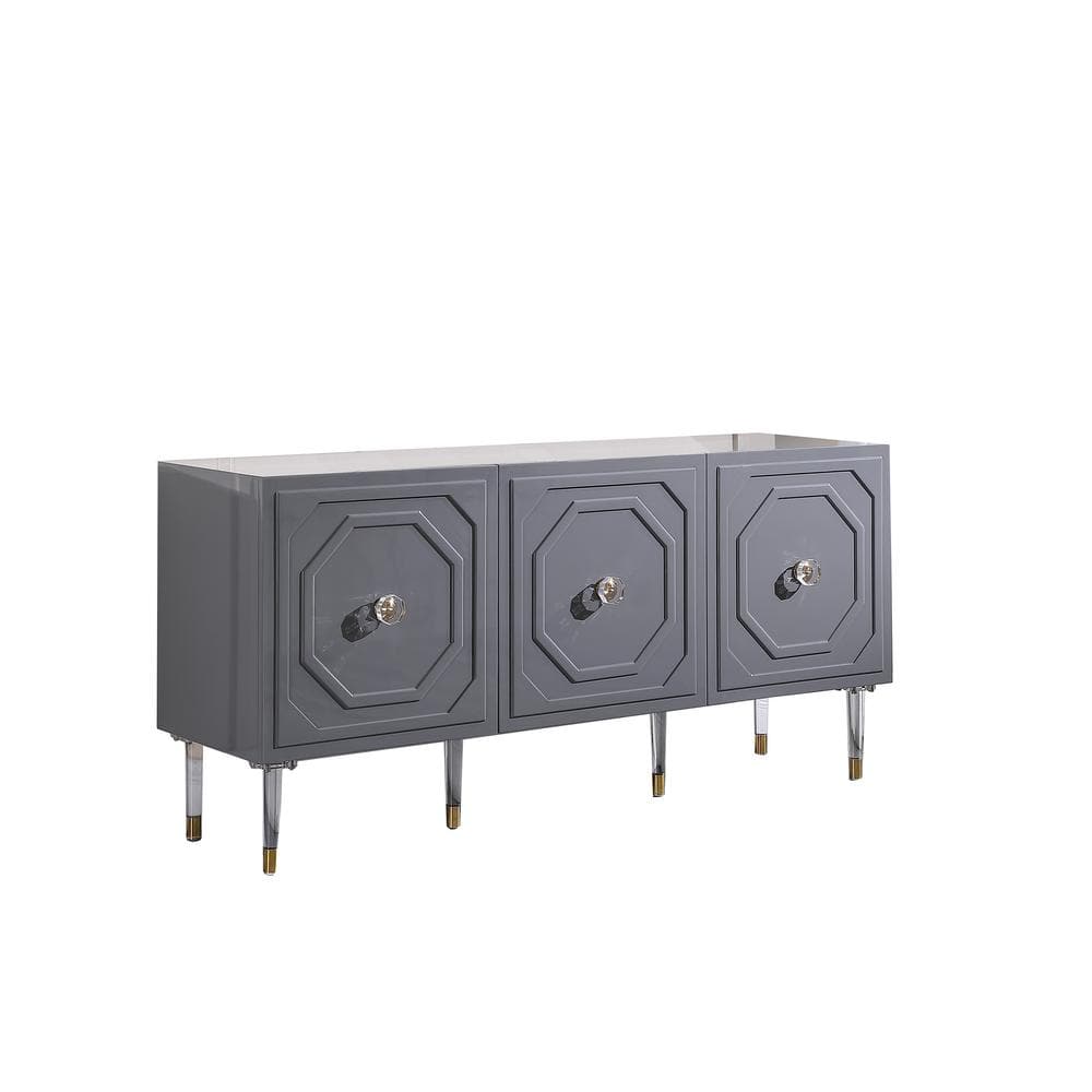 Jadran 65" Gray Modern Wood Sideboard with Gold Accents
