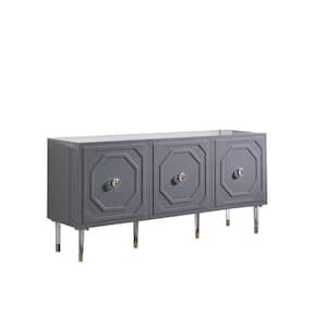 Natalia 65 in. Gray High Gloss with Gold Accent Modern-Sideboard