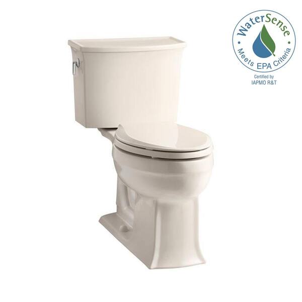 KOHLER Archer Comfort Height 2-Piece 1.28 GPF Elongated Toilet with AquaPiston Flushing in Innocent Blush