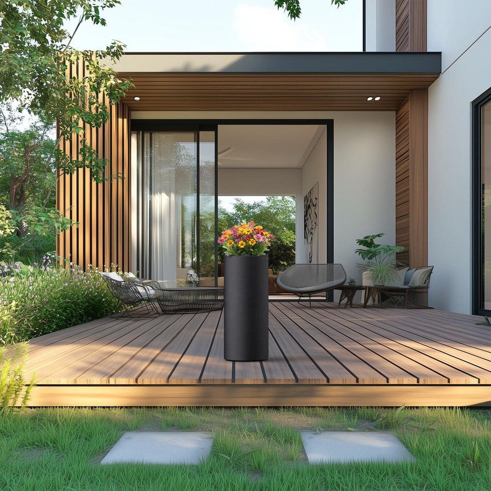 8.5 in. Small Charcoal Black(Enhanced Core) Concrete Round Planter / Pot with Drainage Holes price history on PriceWatchPro