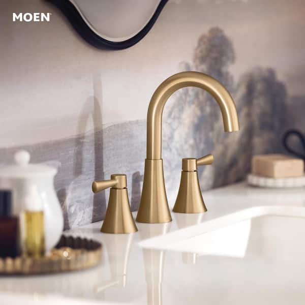 Ronan 8 in. Widespread 2-Handle Curved Bathroom Faucet in Bronzed Gold (Valve Included)