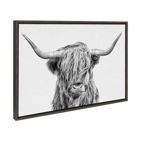 Kate and Laurel Sylvie Highland Cow 2 by Simon Te of Tai Prints Framed Art Print 23 in. x 33 in.