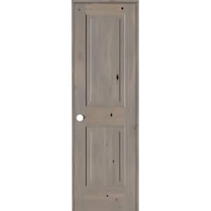 24 in. x 96 in. Rustic Knotty Alder Wood 2 Panel Square Top Right-Hand/Inswing Grey Stain Single Prehung Interior Door
