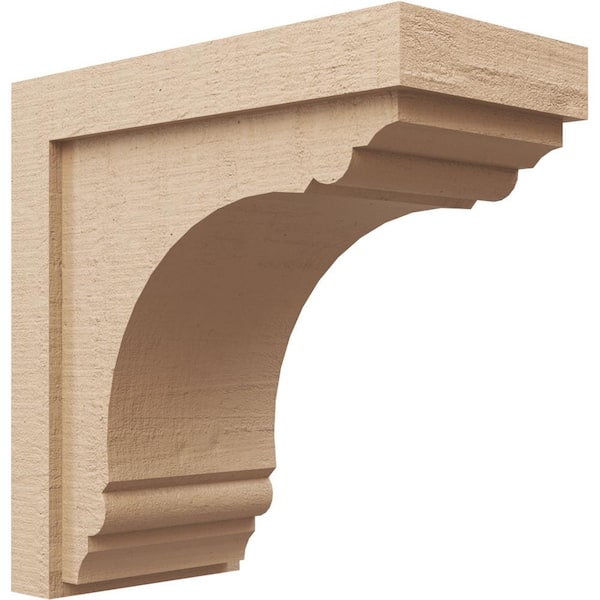 Ekena Millwork 8-in. x 16-in. x 16-in. Series 1 Classic Warren Rough Cedar Woodgrain Timberthane Polyurethane Corbel, Primed Tan