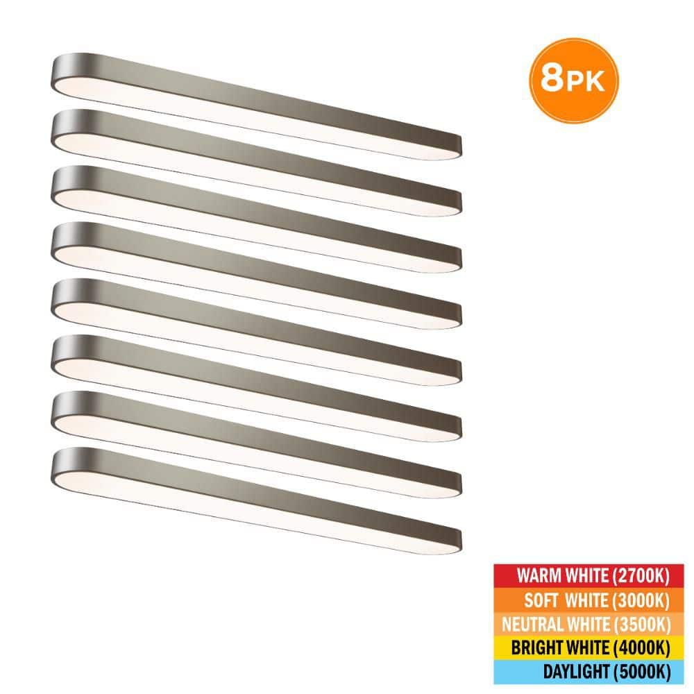 8-Pack 4 ft. x 6 in. Satin Nickel LED Flush Mount Ceiling Light Fixture 2700K 3000K 3500K 4000K 5000K 2800 Lumens 40Watt price history on PriceWatchPro