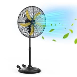 5000 CFM 20 in. Heavy Duty High Velocity Pedestal Oscillating Fan in Yellow with Powerful 1/5 Motor, 9 ft. Power Cord