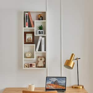 White Wall Mounted Freestanding Wooden Bookshelf 5-Cubes and 2-Locking Hole Hangers (36.20 in. x 14.20 in. x 5.7 in. )