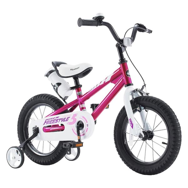 Royalbaby Freestyle 16 in. Kids Bike with Training Wheels and Kickstand, Fuchsia