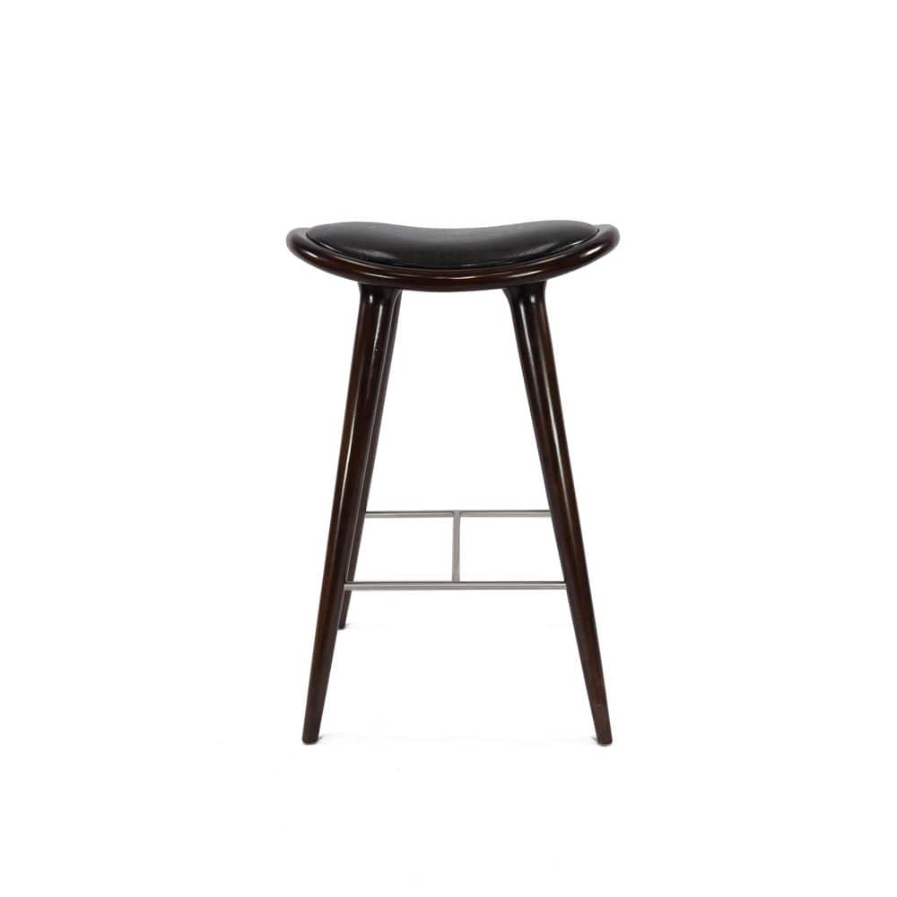 Lucio 28" Oval Backless Black Saddle Wood & Metal Barstool