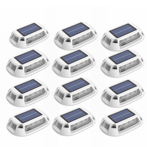 Solar Driveway Lights Dock Deck Lights 12-Pack, 9-Colors in 1-LED IP67 Waterproof Outdoor Step Lights for Pathway RGB