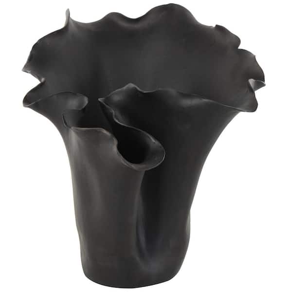 Litton Lane Black Abstract Floral Inspired Ceramic Floral Decorative Vase