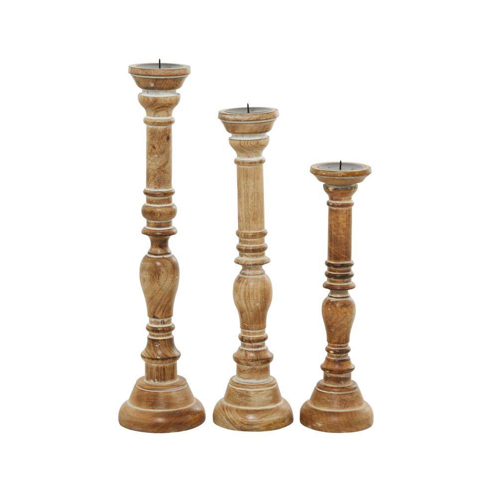 Elegant 24" Tall Wooden Candlestick with Fine Craftsmanship