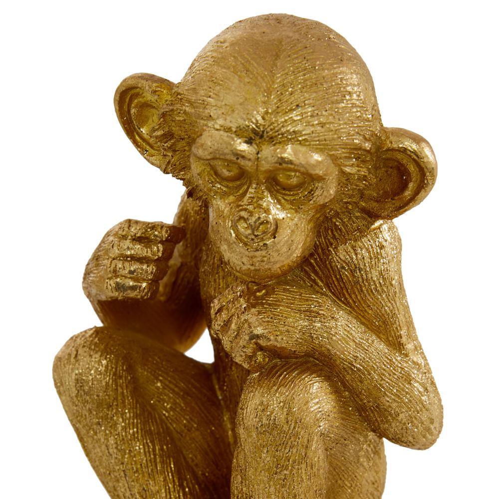 Gold Polystone See No Evil Monkey Sculpture Set of 3