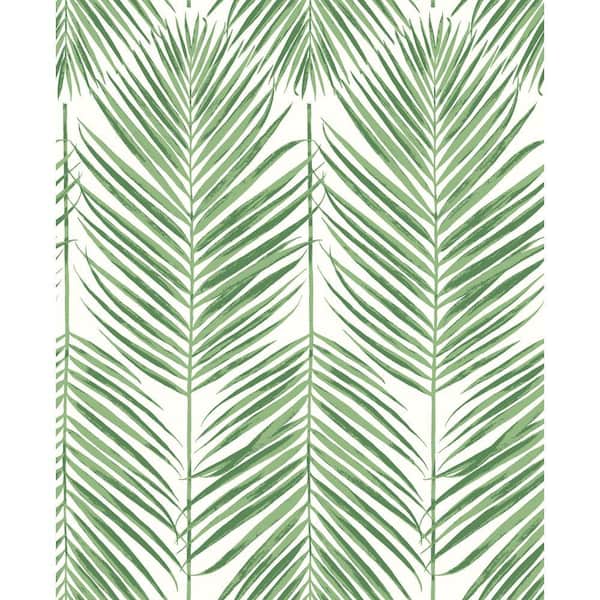 Palm Caribbean Green Vinyl Peel and Stick Wallpaper Roll (Cover 30.75 sq. ft.)