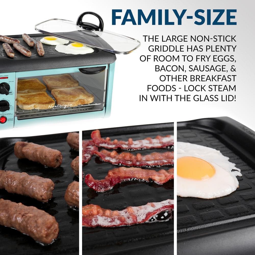 Aqua 3-in-1 Breakfast Station with Griddle and Toaster Oven