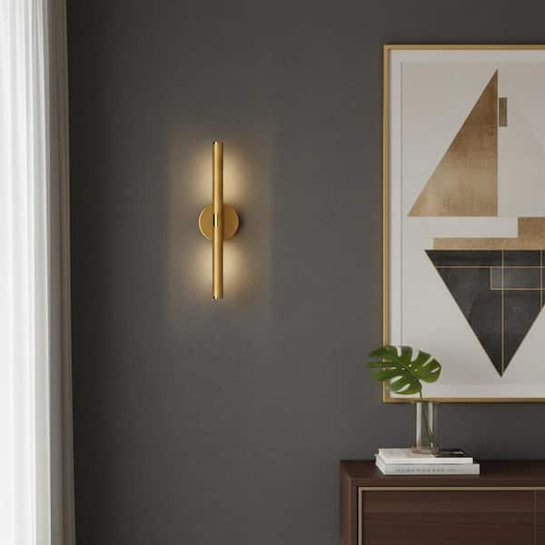 19 in. 2-Light Brass Bathroom Wall Sconce Picture Light, Dimmable Gold Art Wall Light with 360° Rotatable Head