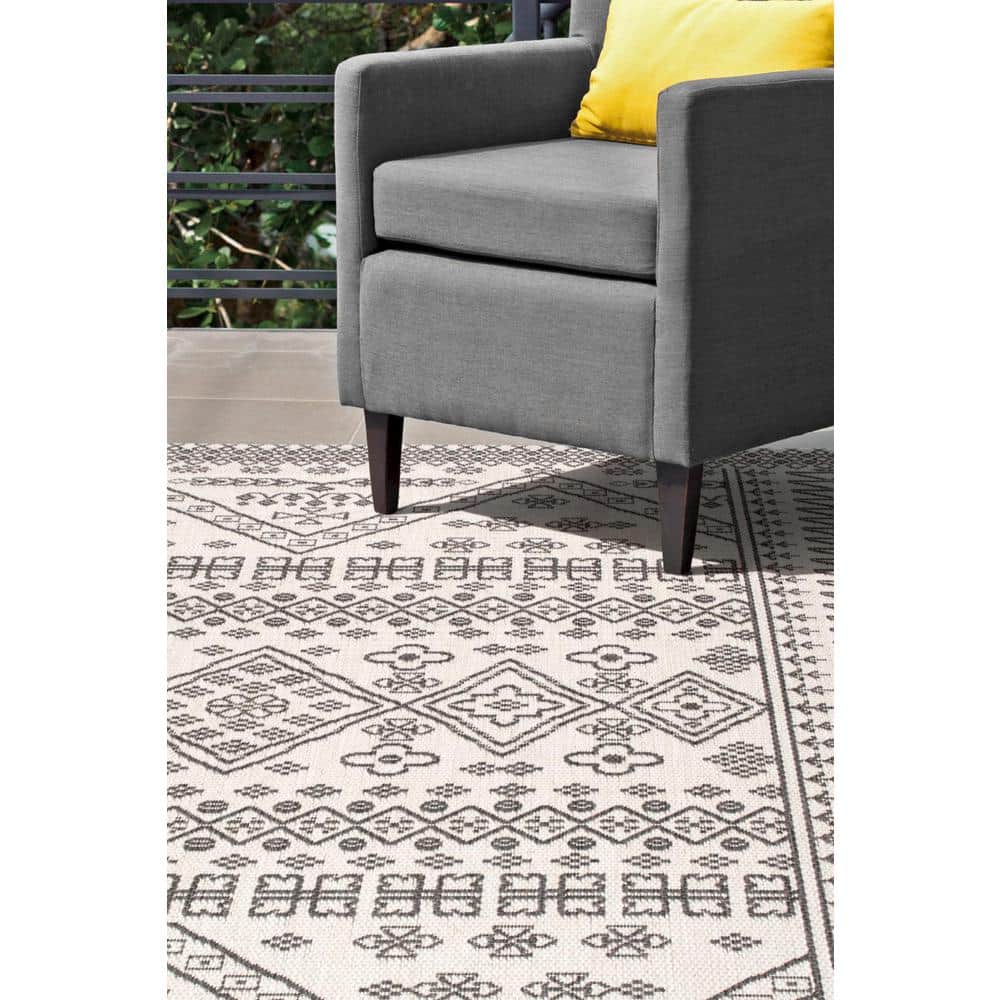 Reversible Ivory Synthetic 62"x24" Easy Care Area Rug
