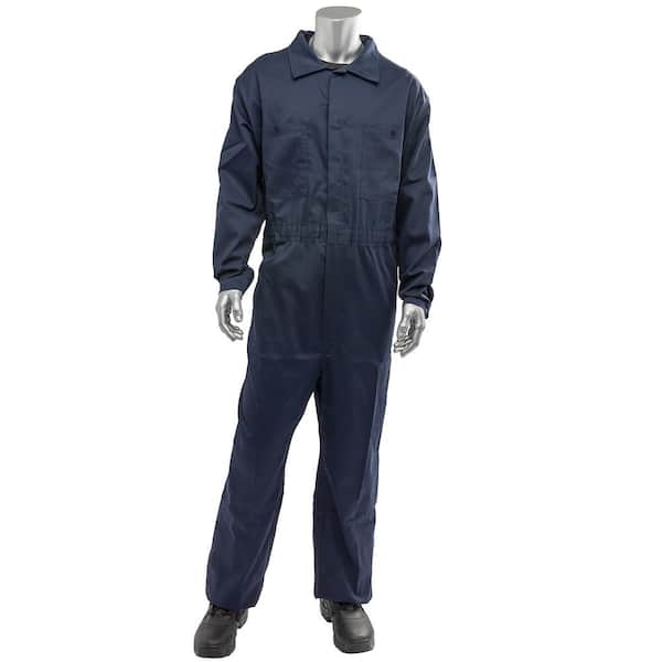 PIP Men's 2X-Large Navy Cotton AR/FR Dual Certified Economy Coverall with 6-Pockets and Zipper Closure, 9 cal/cm 2