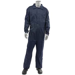 Men's Medium Navy Cotton AR/FR Dual Certified Economy Coveralls with 6-Pockets and Zipper Closure, 9 Cal/cm 2