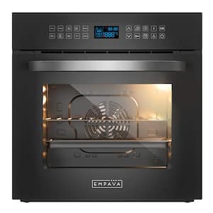 24 in. Single Electric Wall Oven with Convection Fan in Silver Glass