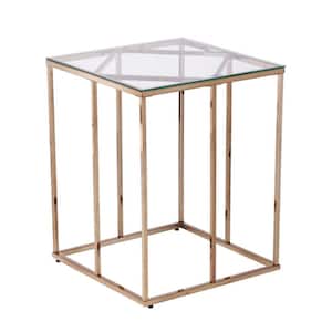 Amelia 19 in. W Champagne 24 in. HAMPAG Square Glass End Table with 1 -Piece