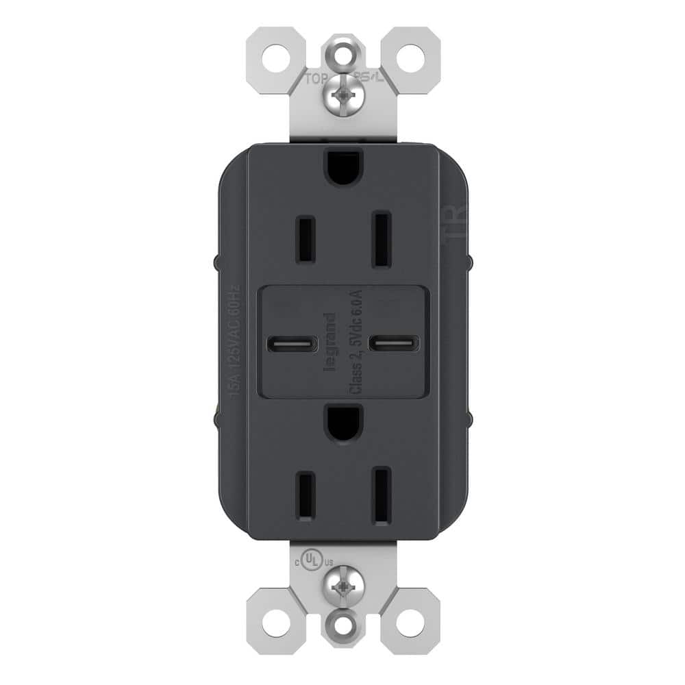 radiant 15 Amp 125-Volt Decorator Duplex Outlet with 6.0 Amp Type C/C USB, Graphite price history on PriceWatchPro