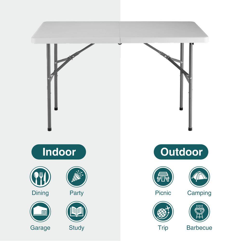 48-Inch Gray Metal and Plastic Folding Camping Table