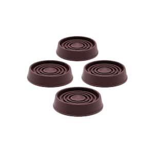 1-3/4 in. Brown Round Smooth Rubber Floor Protector Furniture Cups for Carpet and Hard Floors (4-Pack)