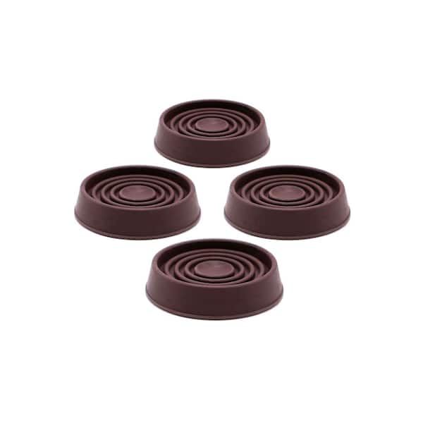 Everbilt 1-3/4 in. Brown Round Smooth Rubber Floor Protector Furniture Cups for Carpet and Hard Floors (4-Pack)
