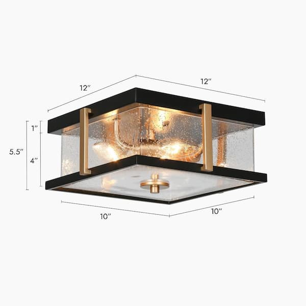 Zevni 3-Light Flat Black Flush Mount Light with Square