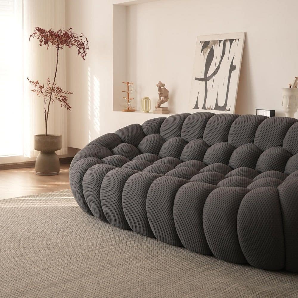 J&E Home 78.74 in. Flared Arm Polyester Curved Large Seat Bubble