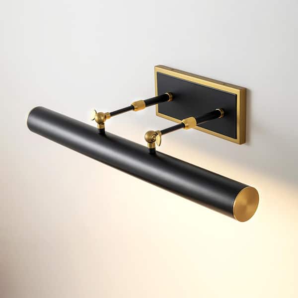 Rennnsan Anton Black 23.81 in. W Industrial 1-Light Integrated Dimmable LED Vanity Light Can Be Used As Picture Light
