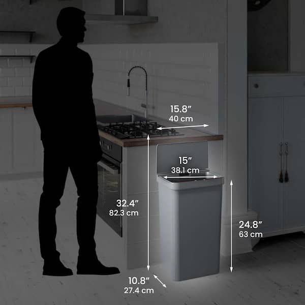 iTouchless 13.2 Gal. / 50 Liter Gray Sensor Kitchen Household