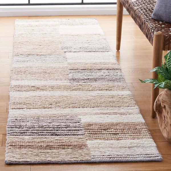 Casablanca 2 ft. x 8 ft. Natural/Ivory Geometric Striped Runner Rug