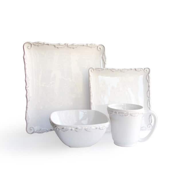 American Atelier 16-Piece Solid White Stone Dinnerware Set (Service for 4)