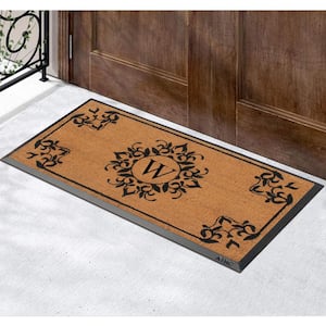 A1HC Beige 24 in. x 48 in. Rubber and Coir Hand-Crafted Outdoor Durable Monogrammed W Door Mat