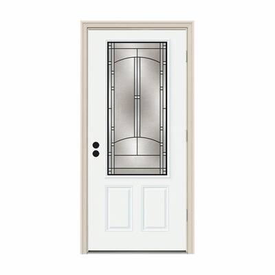 JELD-WEN 36 in. x 80 in. 1/2 Lite Cordova White Painted Steel Prehung