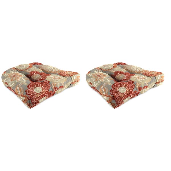 Jordan Manufacturing 19 in. L x 19 in. W x 4 in. T Outdoor Square Wicker Seat Cushion in Anita Scorn (2-Pack)