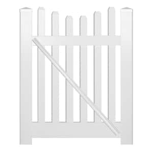 Hampshire 5 ft. W x 5 ft. H White Vinyl Picket Fence Gate Kit Includes Gate Hardware