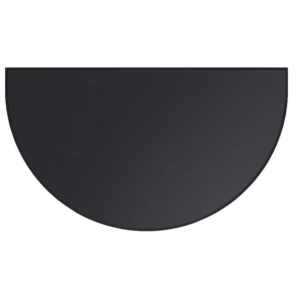 3.5 ft. x 2 ft. Black Half Round Hearth Rug, Fireproof Fireplace Mat Protec