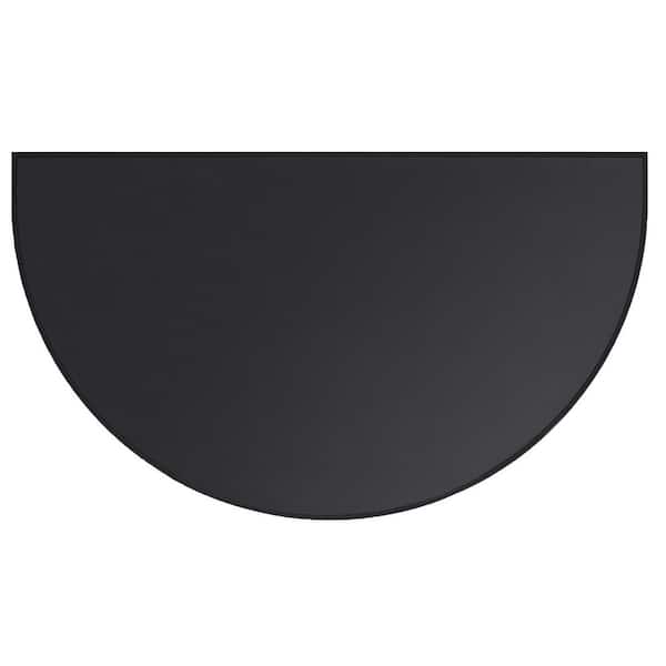 3.5 ft. x 2 ft. Black Half Round Hearth Rug, Fireproof Fireplace Mat Protects Floors from Sparks Embers