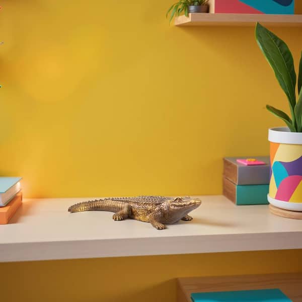 Marley Forrest Antiqued Gold Crocodile Sculpture 52029 - The Home