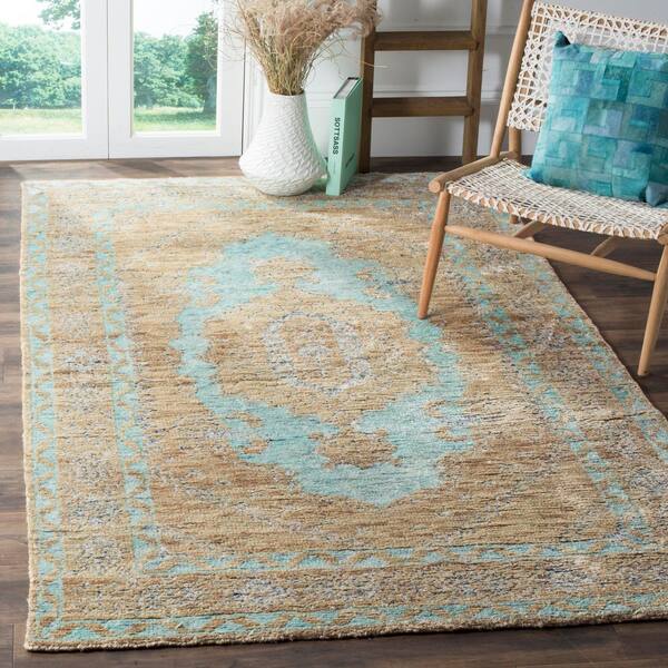 Tangier 5 ft. x 8 ft. Seafoam/Beige Medallion Area Rug