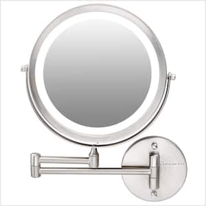 1.6 in. x 13.2 in. Lighted Magnifying Wall Makeup Mirror in Nickel Brushed