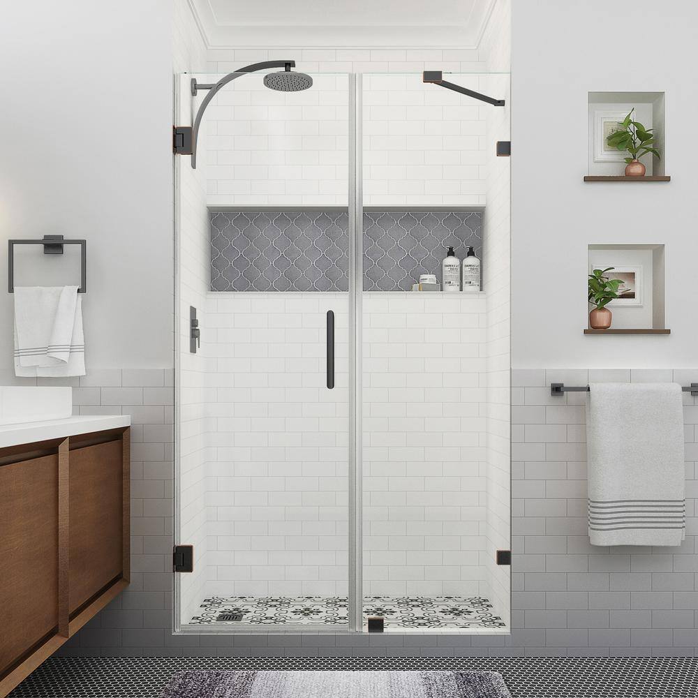 Nautis XL Oil Rubbed Bronze Frameless Shower Door with Clear Glass