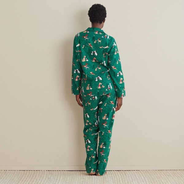 Company Cotton Family Flannel Sleep And Access Women's Medium Green Multi Pajama Set