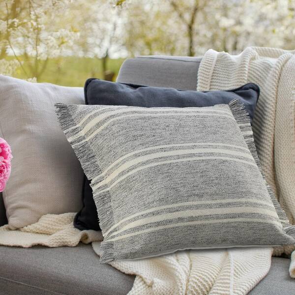 Lr Home Farmhouse Gray White Stripe Square Outdoor Throw Pillow With Fringe Pillo07598grm2020 The Depot - Farmhouse Outdoor Patio Pillows Lr Home Farmhouse Gray White Stripe Square Outdoor Throw Pillow With Fringe Pillo07598grm2020 The Depot - Farmhouse Outdoor Patio Pillows