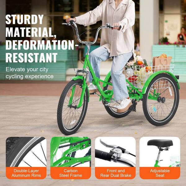SKYSHALO Folding Adult Tricycle, 24 in. 7-Speed Adult Folding