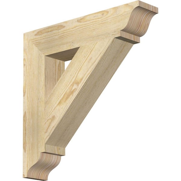Ekena Millwork 4 in. x 20 in. x 20 in. Douglas Fir Traditional Rough Sawn Bracket