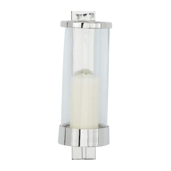 Litton Lane Silver Aluminum Geometric Pillar Wall Sconce